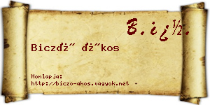Biczó Ákos névjegykártya